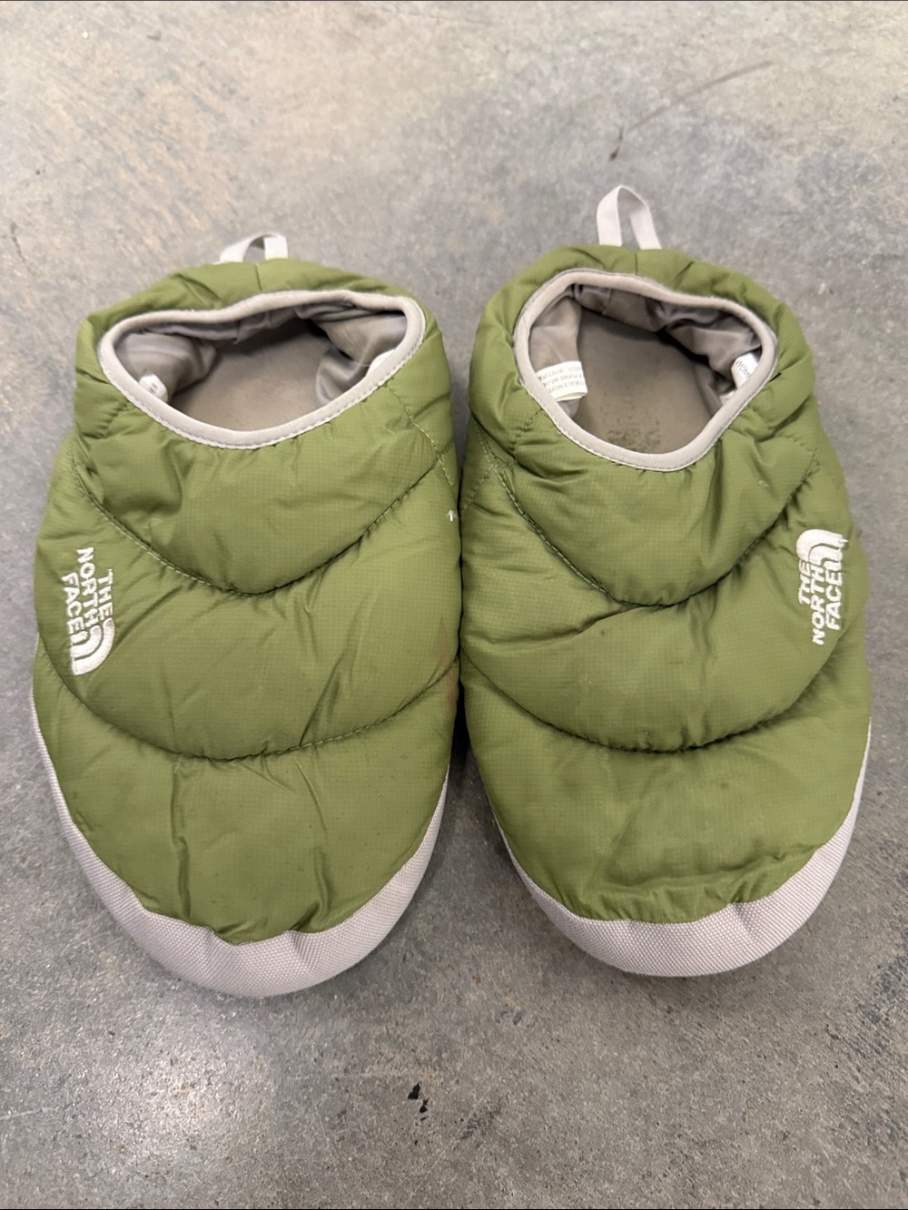 The North Face Padded Slip-On Slippers - Olive with Light Gray Trim